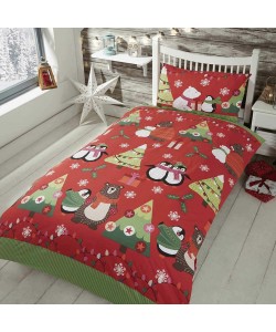 Povlečení pro děti 1-lůžko TOGETHER AT XMAS RED 135x200