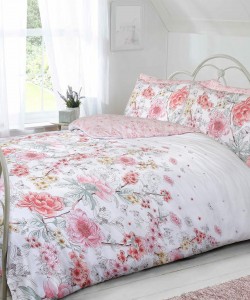 Double Duvet Set SKETCH FLORAL CORAL REVERSIBLE 200x200