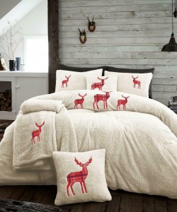 Double Microplush Comforter Set With Deer CREAM 200x200
