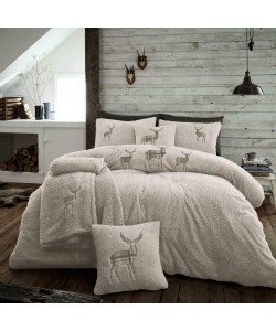 Double Microplush Comforter Set With Deer NATURAL 200x200