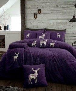 Double Microplush Comforter Set With Deer PURPLE 200x200