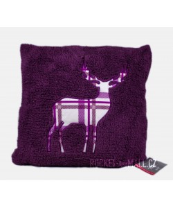 Stag Embroided Soft Teddy Feel Cushion Cover PURPLE 45x45