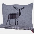 Stag Embroided Soft Teddy Feel Cushion Cover SILVER 45x45