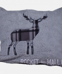 Stag Embroided Soft Teddy Feel Cushion Cover SILVER 45x45