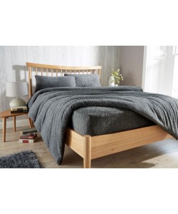 Double Microplush Comforter Set SOFT TEDDY FEEL CHARCOAL 200x200