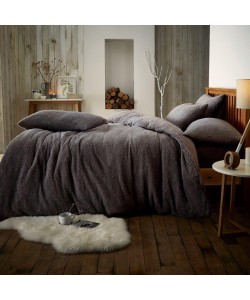 Double Microplush Comforter Set SOFT TEDDY FEEL CHARCOAL 200x200