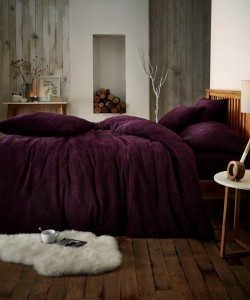 Single Microplush Comforter Set SOFT TEDDY FEEL PURPLE 135x200