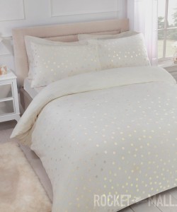 Teddy Fleece Reversible Double Bedding Set FOIL DOTS IVORY 200x200