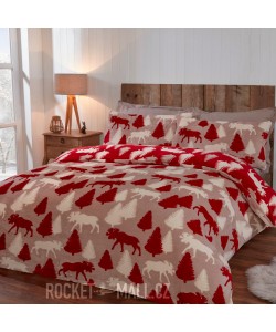 Teddy Fleece Reversible Double Bedding Set WINTER MOOSE 200x200