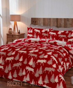 Teddy Fleece Reversible Double Bedding Set WINTER MOOSE 200x200