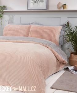 Teddy Fleece Reversible Double Bedding Set CHAMPAGNE RIBBED 200x200
