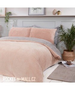 Teddy Fleece Reversible Double Bedding Set CHAMPAGNE RIBBED 200x200