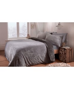Teddy Fleece Reversible Double Bedding Set GREY WAFFLE 200x200