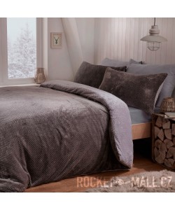 Teddy Fleece Reversible Double Bedding Set GREY WAFFLE 200x200