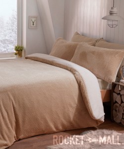 Teddy Fleece Reversible Double Bedding Set NATURAL WAFFLE 200x200