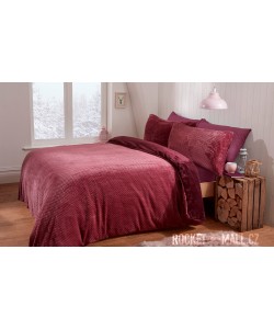 Teddy Fleece Reversible Double Bedding Set PLUM WAFFLE 200x200
