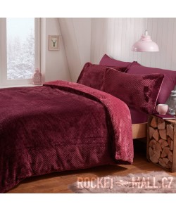 Teddy Fleece Reversible Double Bedding Set PLUM WAFFLE 200x200