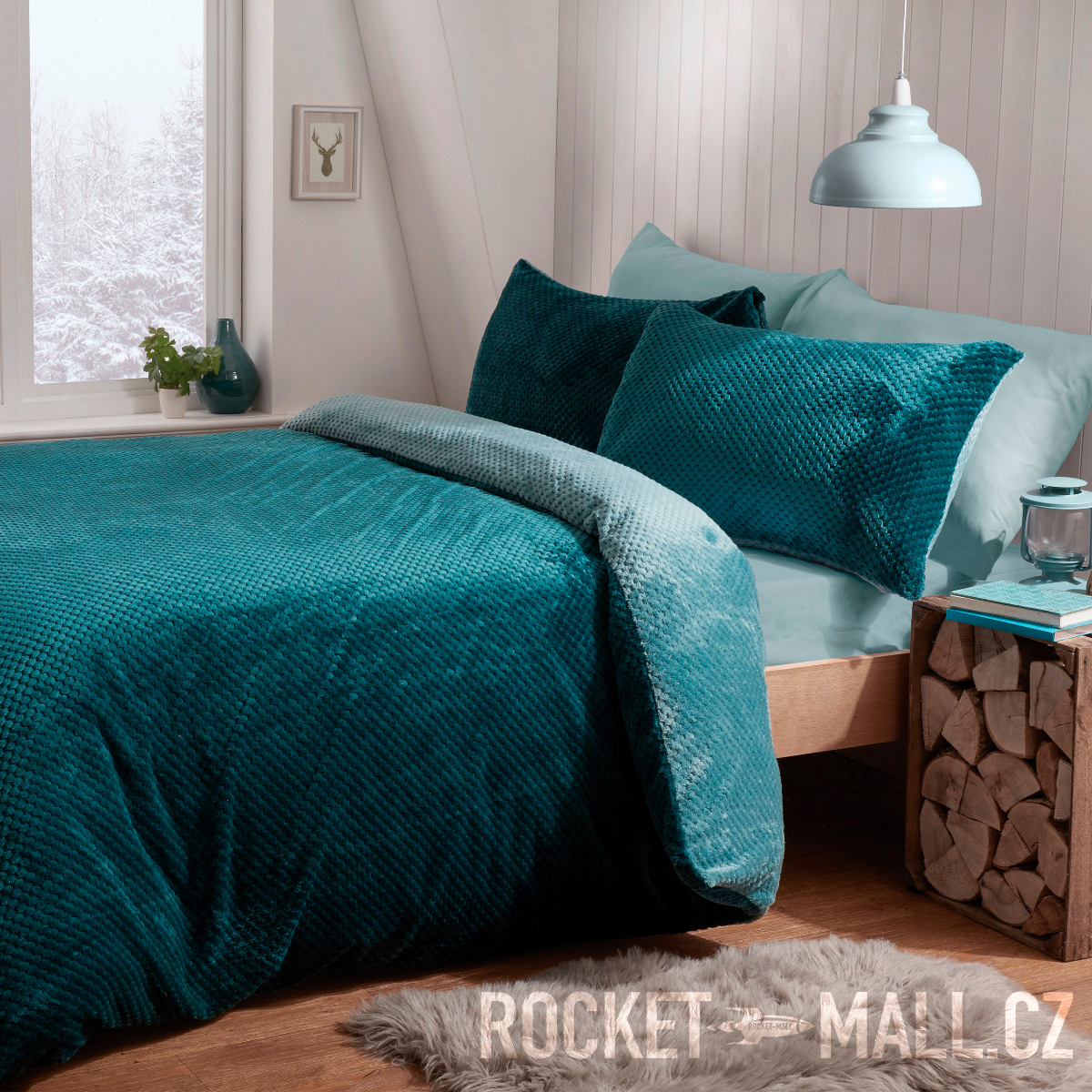 teal teddy fleece bedding