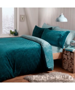 Teddy Fleece Reversible Double Bedding Set TEAL WAFFLE 200x200