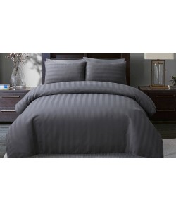 Satin Hotel Quality Double Bedding Set STRIPE GREY 200x200