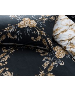 Double duvet set FLORAL DAMASK BLACK REVERSIBLE 200x200