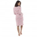 Womens Soft Stripe Print Dressing Gown RED