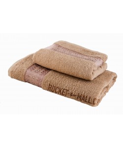 Terry bath towel and hand towel set Florina BROWN 70x140 + 50x100