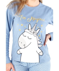 Dámská pyžama s dlouhým rukávem I'M MAGGIE modrá