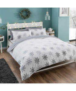 Cotton Single Duvet Set WINTER REVERSIBLE OMBRE SNOWFLAKES 135x200